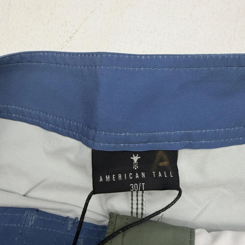 American Tall Board Shorts Mens 30 Green Stripe Quick Dry Drawstring Pockets